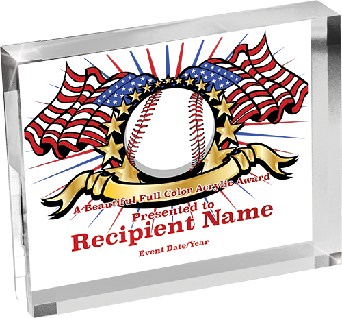 Baseball Horizontal Vibrix Acrylic Award [A43BH-BS]