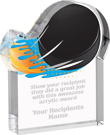 Hockey Splatters Acrylic Award- 5x6 inch [ASLM-56-HK-Q]