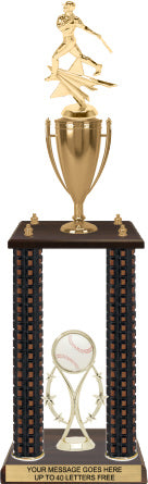 Wood Column 4-Post Trophy w/ Trim [TWD424]