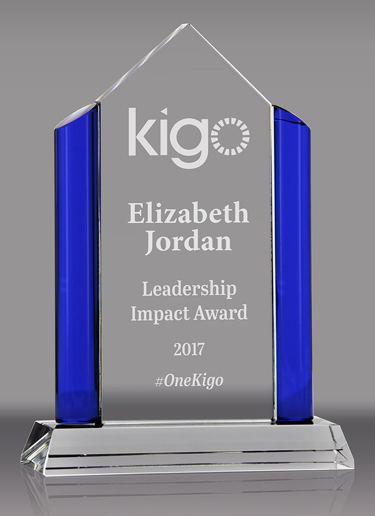 Crystal Pentagon with Blue Pillars Award - 9 inch [CM255PLR-9]