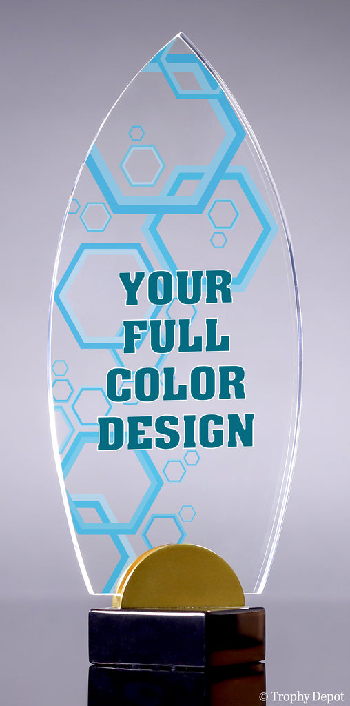 Custom Acrylic Flame Award on Black & Gold Metal Base [A810-FC]