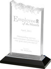 Acrylic Frosted Award with Reflective Bottom- Silver 7 inch [AFRST7-SLV]