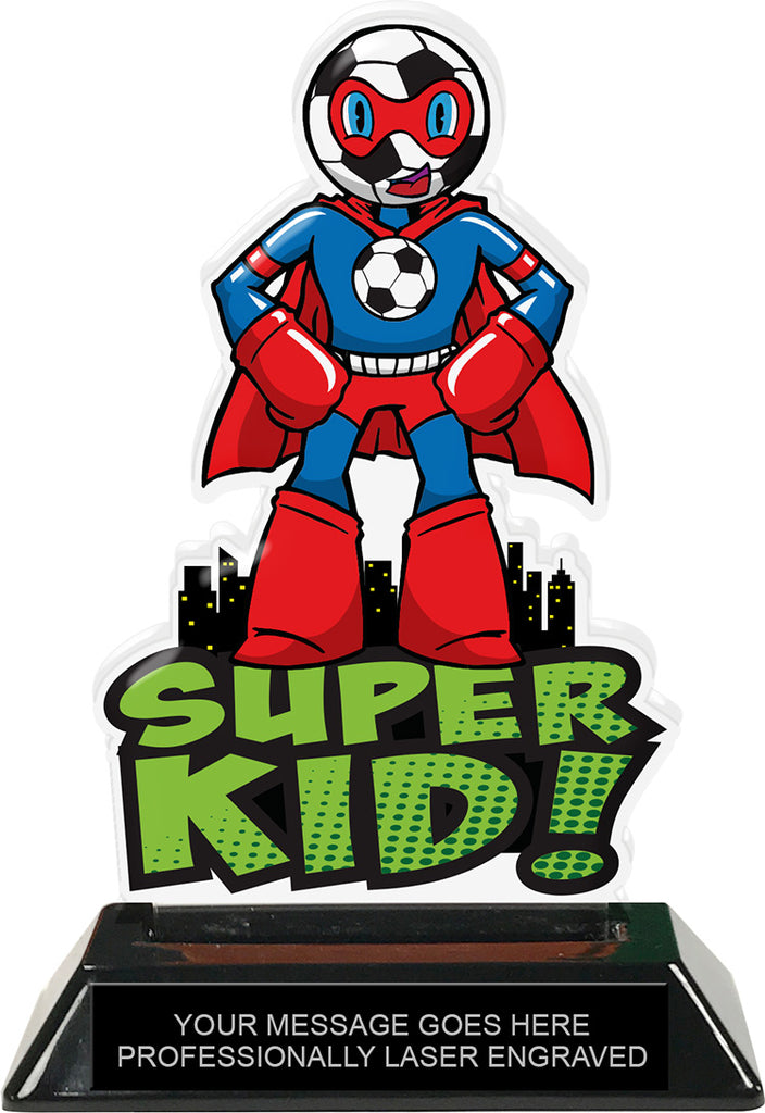 Soccer Super Kid Acrylic Trophy- 6.5 inch [TACR65-SHKD-SCM-Q]