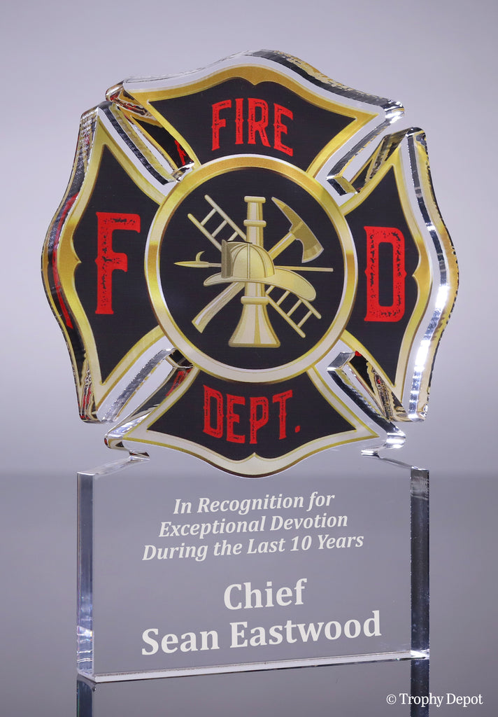 Firefighter Maltese Acrylic Award - 7 inch [ATFIR-7]