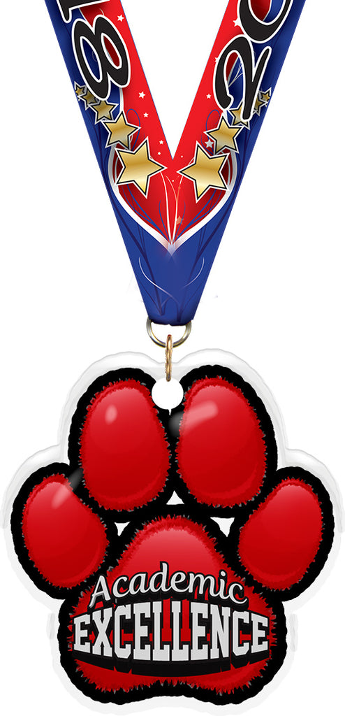 Academic Excellence Paw Acrylic Medal- 2.75 inch [MACR2-PAW-ACEX-Q]
