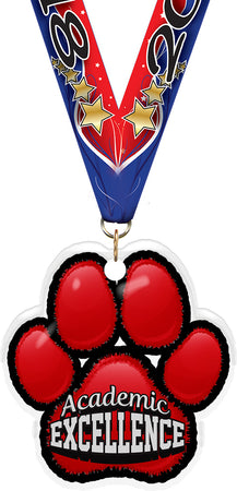 Academic Excellence Paw Acrylic Medal- 2.75 inch [MACR2-PAW-ACEX-Q]