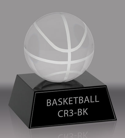Crystal Basketball Award- 3.5 inch [CR3-BK-X]