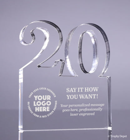Number 20 Acrylic Award - 6 inch [ATNM-20-6-Q]