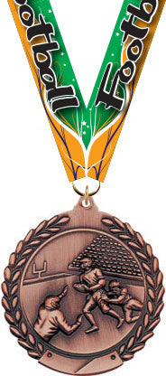 2.75 in Wreath Framed Football Medal- Bronze [M311-FB-B]