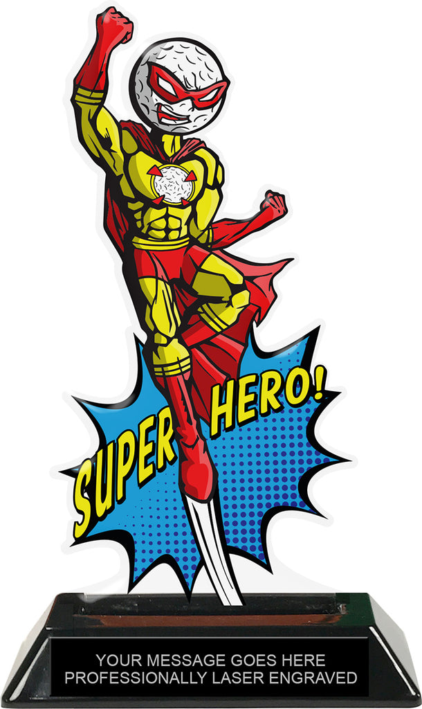 Golf Male Super Hero Acrylic Trophy- 8 inch [TACR8-SH-GLM-Q]