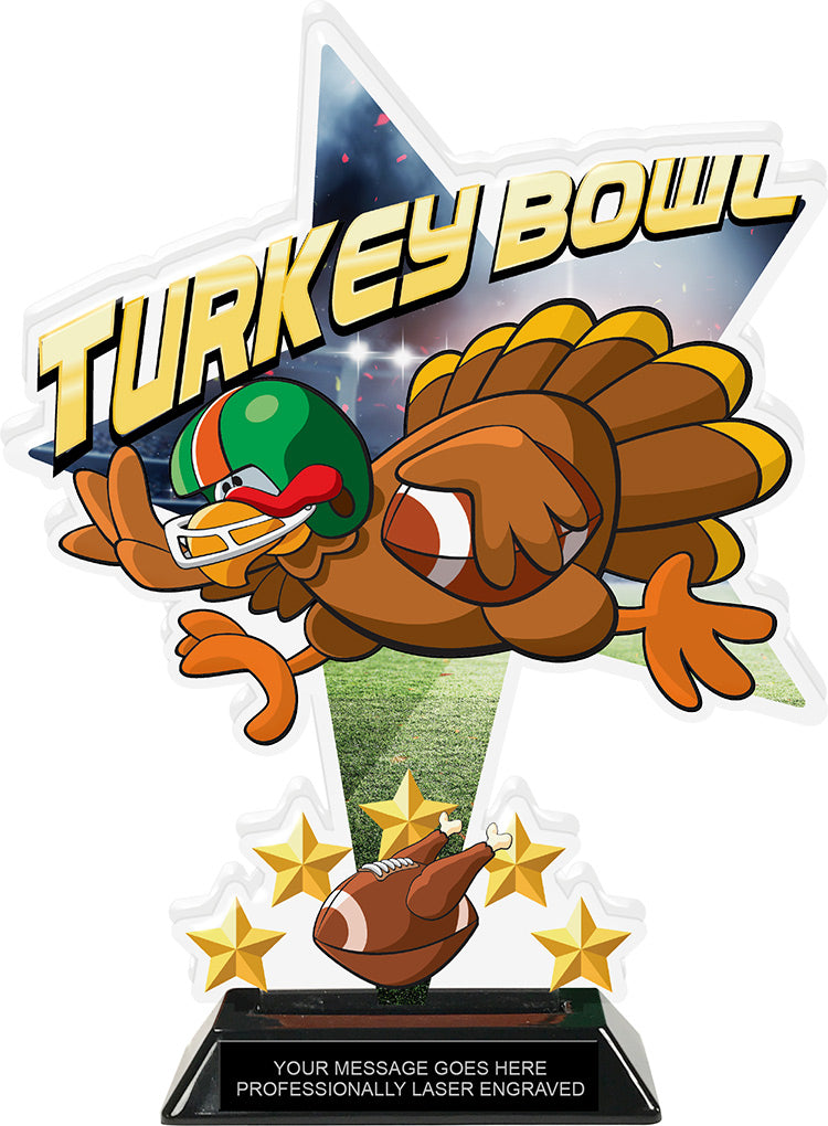 Turkey Bowl Shattered Star Colorix Acrylic Trophy- 10 inch [TACR10-STR-TRKYBWL-Q]