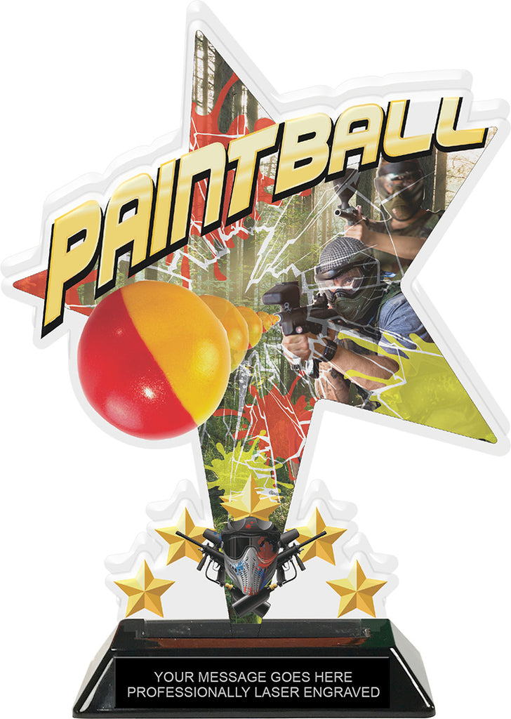 Paintball Shattered Star Colorix Acrylic Trophy- 8.5 inch [TACR85-STR-PNTBL-Q]