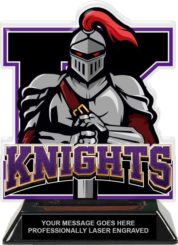 Knights Mascot Colorix-T Acrylic Trophy - 6.25 inch Purple [TACR6-MSCT-KNGT-PRP-Q]