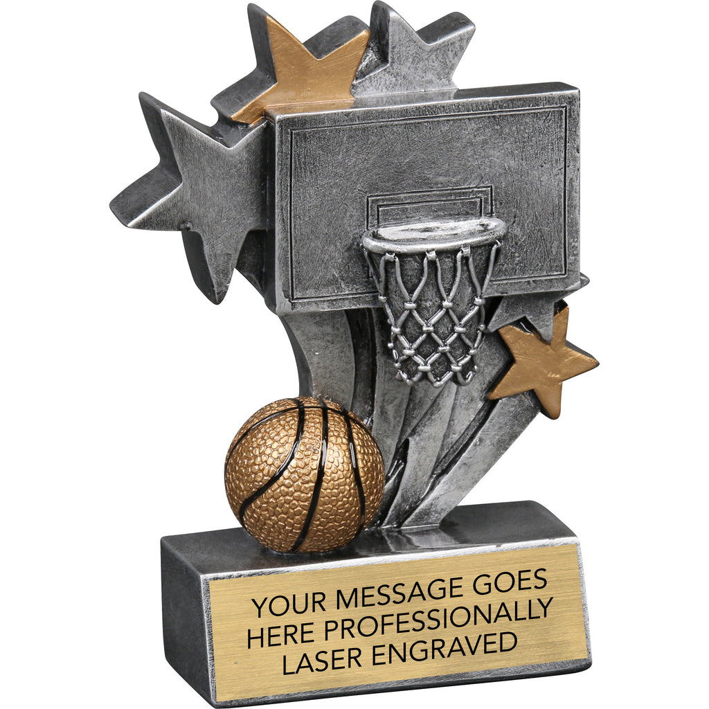 Basketball Star Blast Resin Trophy - 4.75" [RP572H4-BK]
