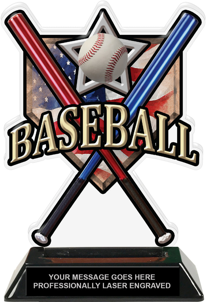 Baseball Homeplate Colorix Acrylic Trophy- 7 inch Aluminum Bats [TACR7-HP-BSA-Q]