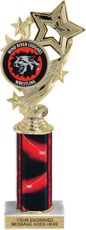 Four-Star Color Custom Insert Trophy w/ Column - 10.5 inch [TXi10-C49]
