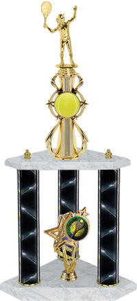 Tennis Sport Color Riser Three-Post Trophy [TCSR3P26-TN]