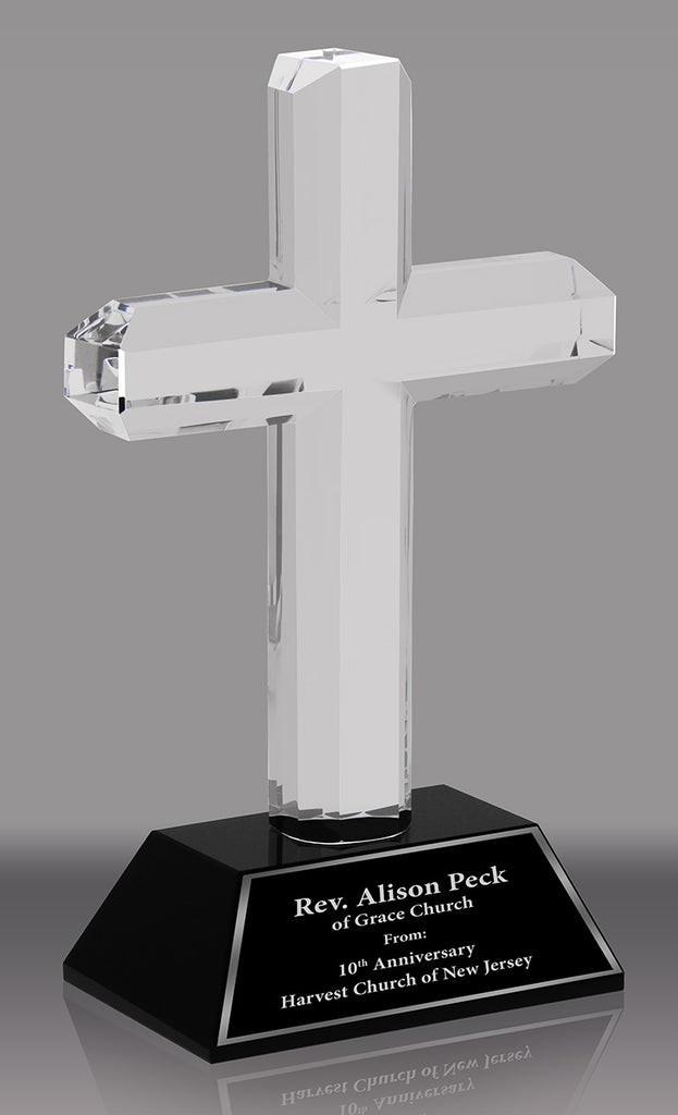 Crystal Cross Award with Black Crystal Base [CCRS-8-BLK-X]