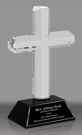 Crystal Cross Award with Black Crystal Base [CCRS-8-BLK-X]