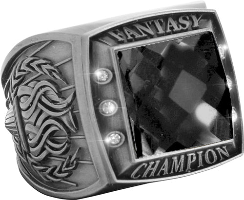 Fantasy Championship Ring with Black Center Stone- Silver [RGSJ-S-FANCH-BLK]