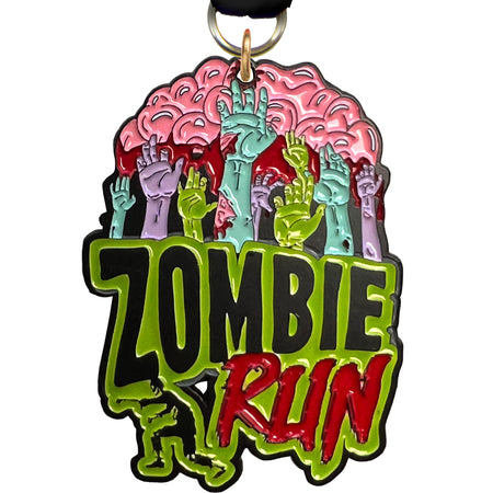Zombie Run 2.5" Glow in the Dark Enameled Medal - TD Exclusive! MZMBRN