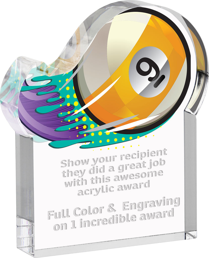 Billiards 9-Ball Splatters Acrylic Award- 4x5 inch [ASLM-45-BL9-Q]