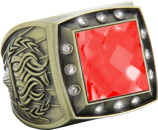 Championship Ring with Red Center Stone- Gold [RGSJ-G-12ST-RED]