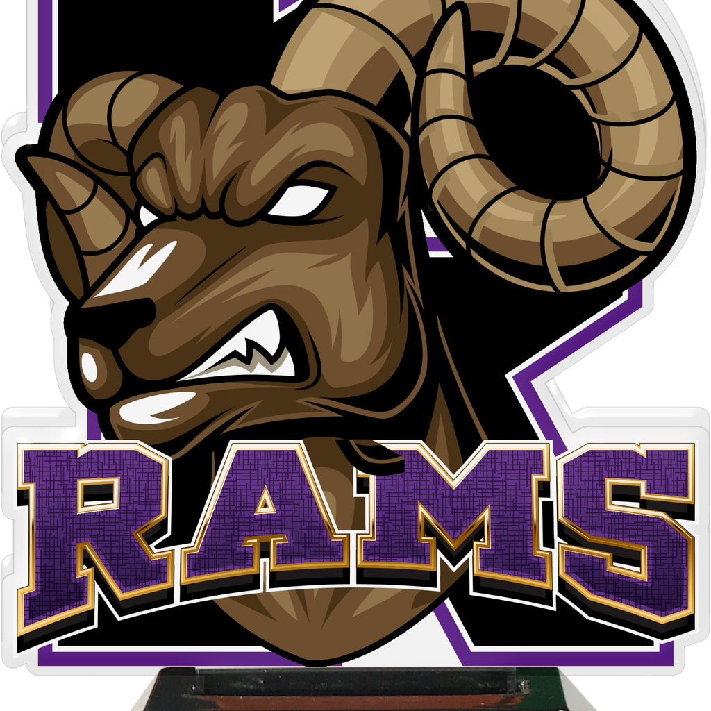 Rams Mascot Colorix-T Acrylic Trophies - Purple