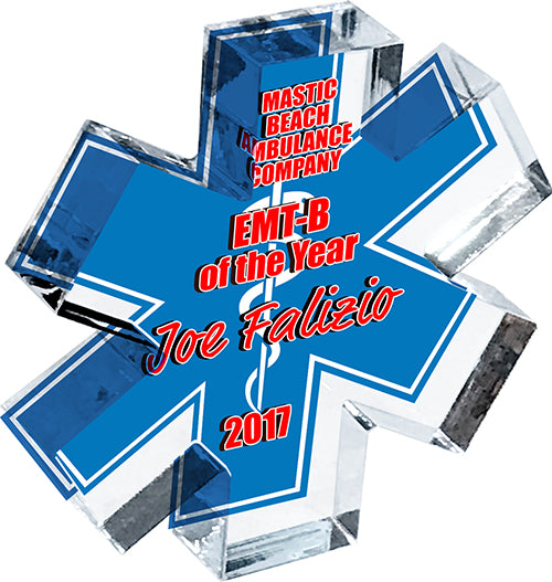 Star of Life Color EMS Clear Acrylic Block [AEMS-5-FC-Q]