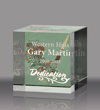 Custom Crystal Straight Cube Paperweight Award - 3.125 inch [CCUB-LG-FC-X]