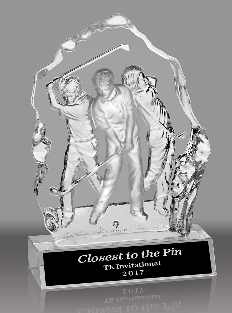 Three Golfers Sculpted Glass Award [CRSC-3-GL]