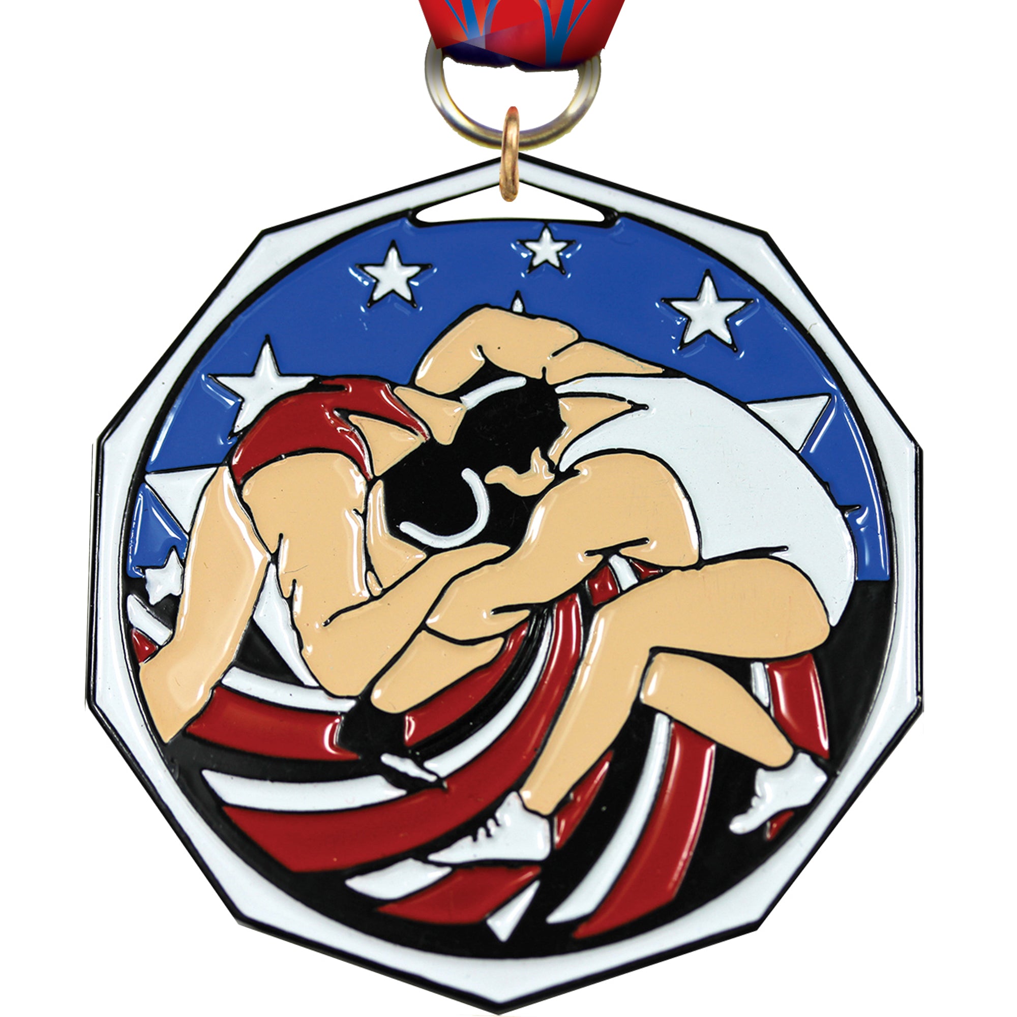 Wrestling Decagon Painted Medal [MDCM2-WS] – Trophy Depot