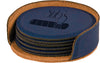 Blue Round Leatherette 6-Coaster Set [CTSTJCI-406]