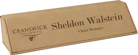 Light Brown Leatherette Desk Wedge Nameplate - 8.75 inch [NPJLW-128]