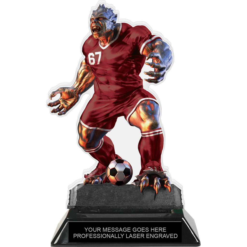 Beast Soccer Choose Your Number Acrylic Trophy - 7 inch Maroon [TACR7-BST-SC-MRN-Q]
