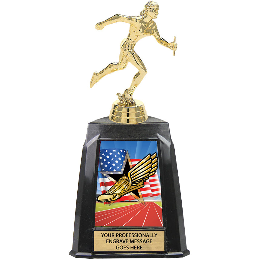 Track Female Exclusive Tri-Tower Trophy - 10 inch [TRTWR10-TKF]