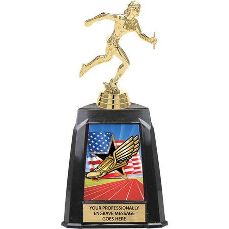 Track Female Exclusive Tri-Tower Trophy - 10 inch [TRTWR10-TKF]