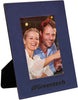 7.75 x 9.75 Blue Leatherette Picture Frame with Black Engraving [PLLF57-657]