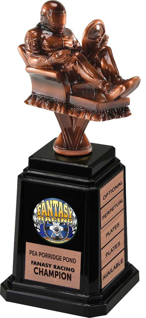 Bronze Finish Armchair Fantasy Racing Sculpture on Quad-Tower Base [TACi11-FRC-B]