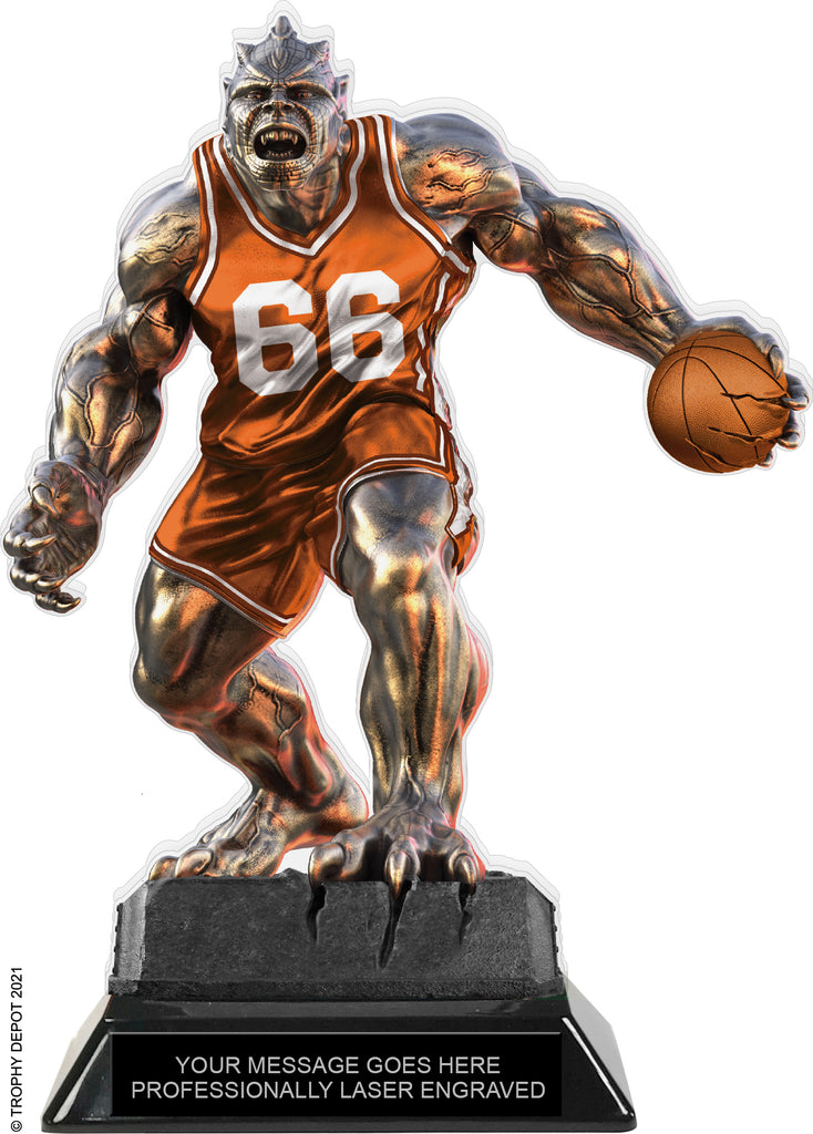 Beast Basketball Choose Your Number Acrylic Trophy - 8.5 inch Orange [TACR85-BST-BK-ORG-Q]