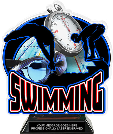 Swimming Colorix-T Acrylic Trophy- 8.25 inch [TACR8-SW-Q]