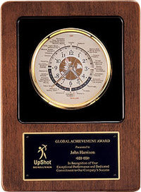 World Time Clock on Deep Walnut Stained, Piano-Finish Case [TDC602]