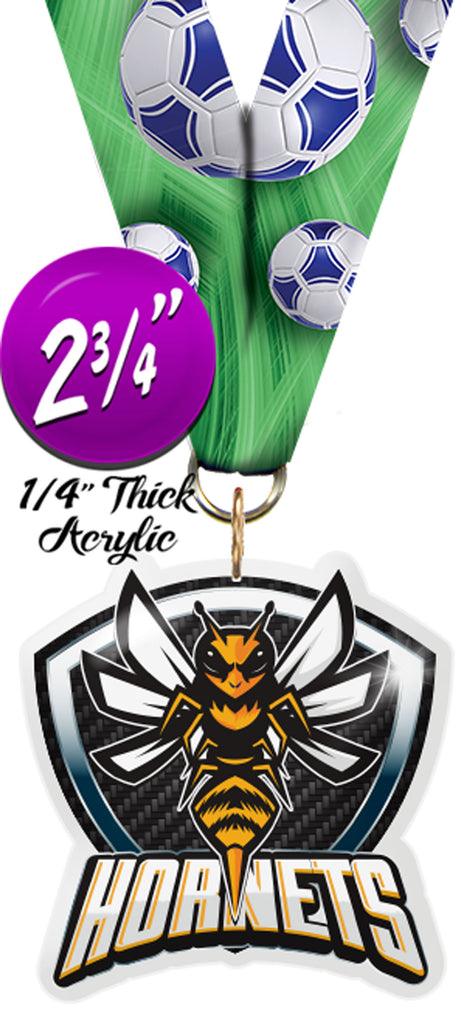 Hornet Mascot Shield Colorix Acrylic Medal [MACR275-MSCT-HRNT-Q]