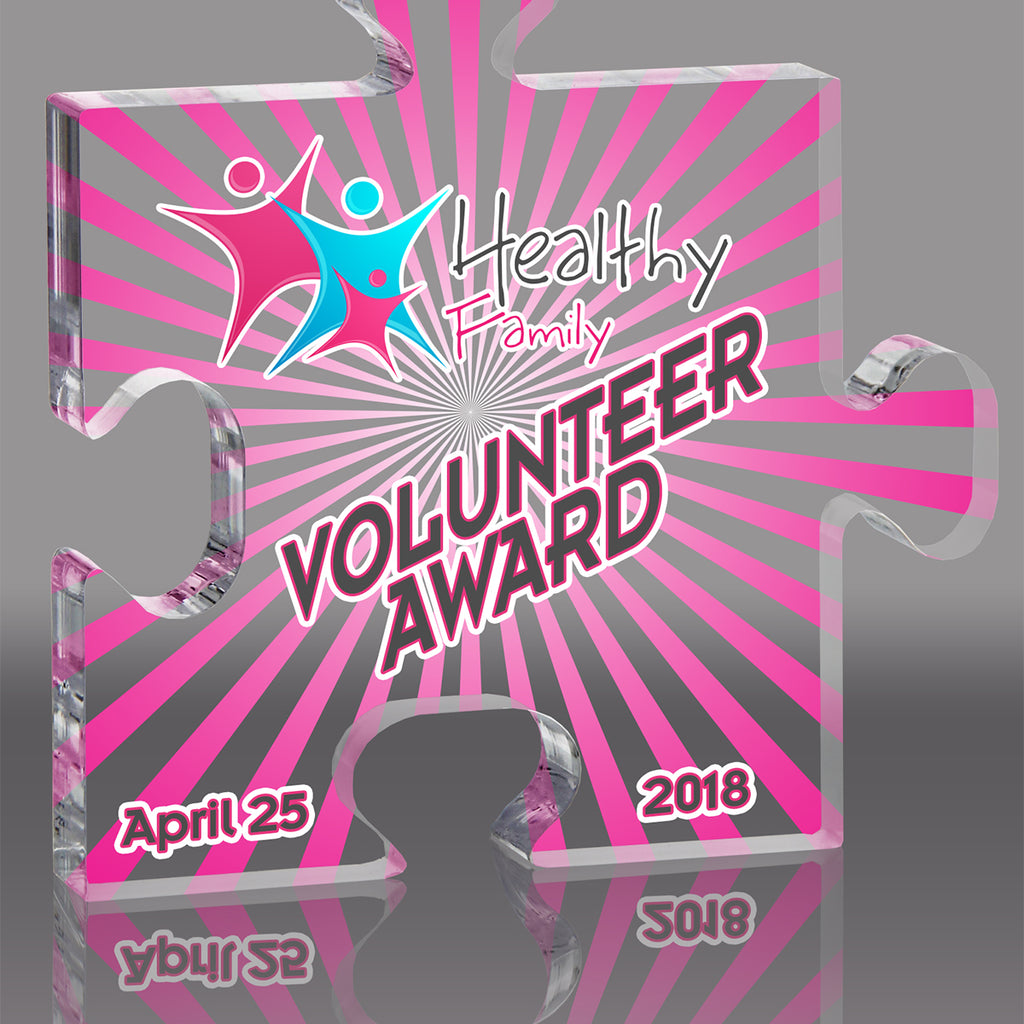Puzzle Piece Clear Acrylic Awards - Full Color