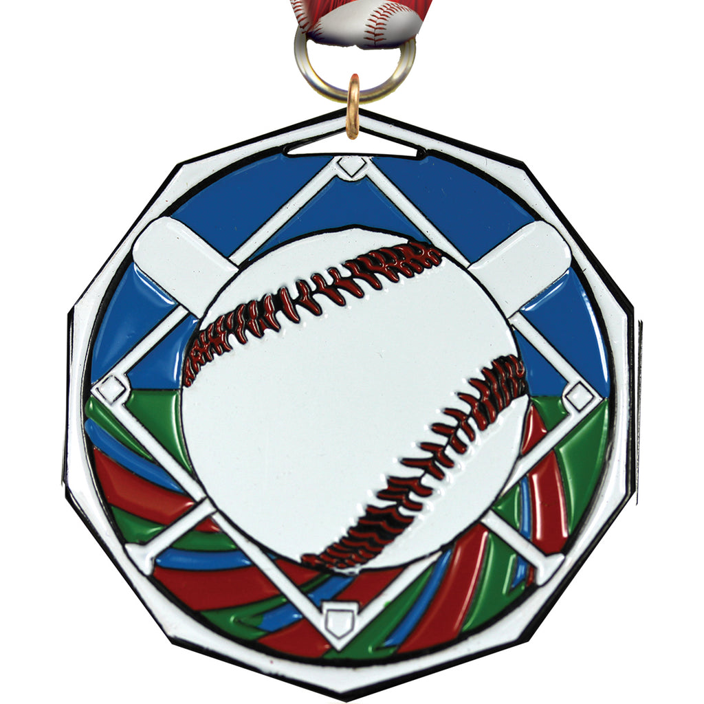 Baseball Decagon Painted Medal [MDCM2-BS]