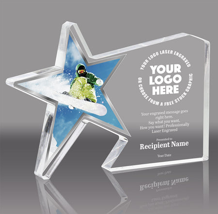 Snowboard Galaxy Star Acrylic Award- 4x5.5 inch [ATDSTR-SNWBRD-4-Q]