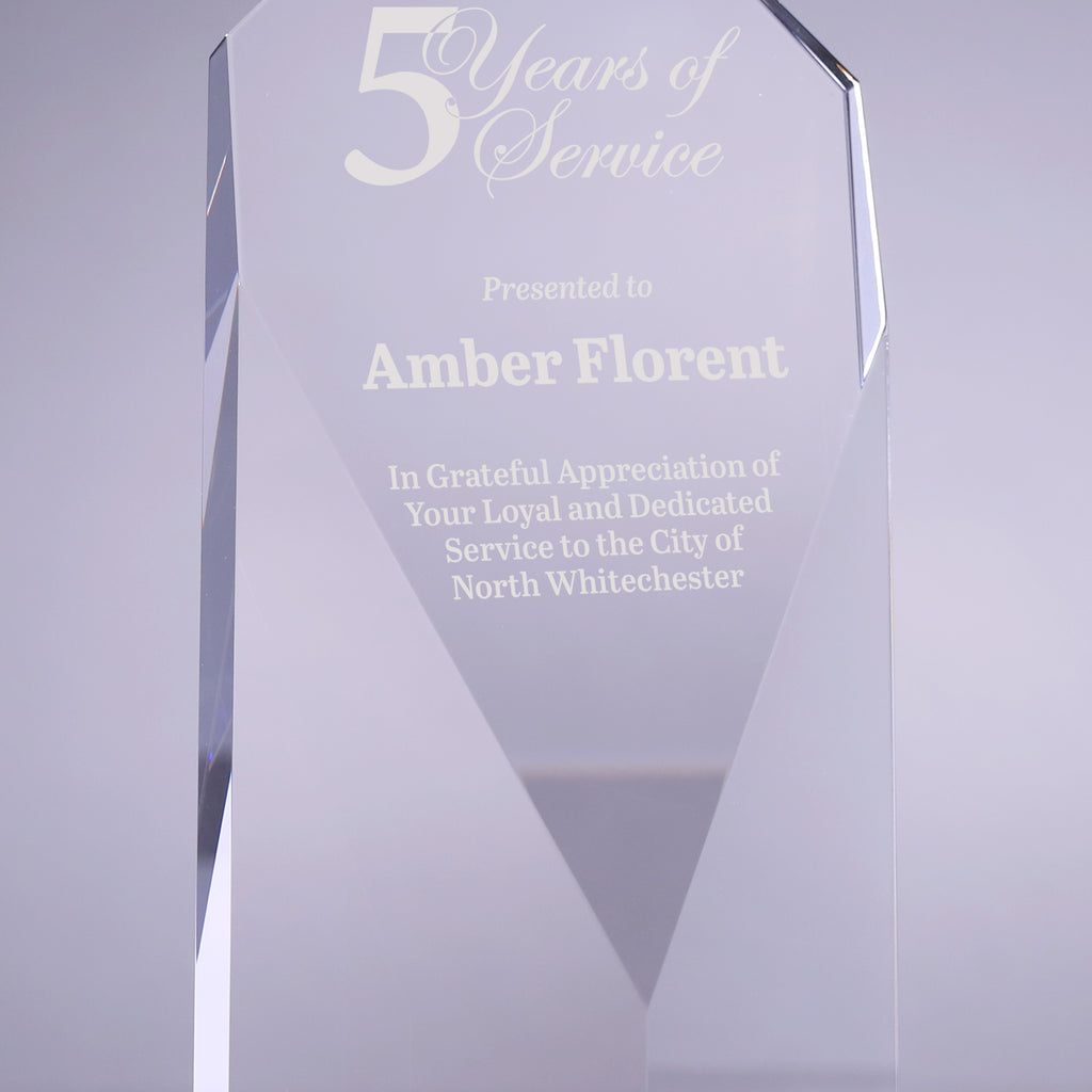 Diamond Faceted Crystal Awards with Blue Accents