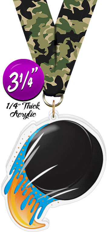 Hockey Splatter Colorix-M Acrylic Medal - 3.25 inch [MACR325-SPLT-HK-Q]