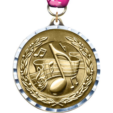 2.75 inch Music Diecast Medal with Diamond Cut Border [MM275DC-MC]