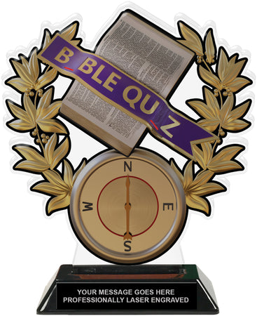 Bible Quiz Compass Colorix-T Acrylic Trophy- 8.25 inch [TACR8-RL-BBL2-Q]